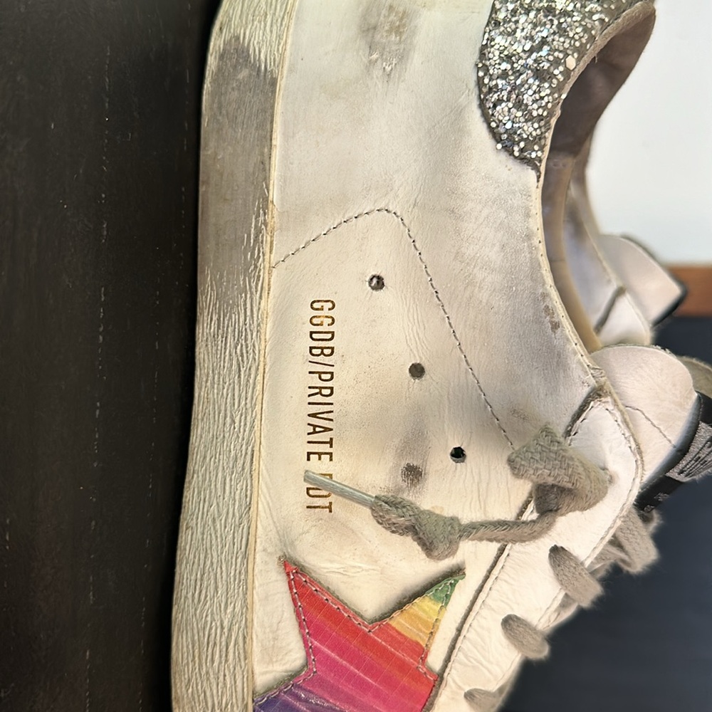 Golden Goose Womens Private Edition Superstar Silver Glitter Sneakers SZ 40 - Picture 5 of 10
